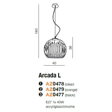 Azzardo Lampa sufitowa wisząca ARCADA L AZ0478