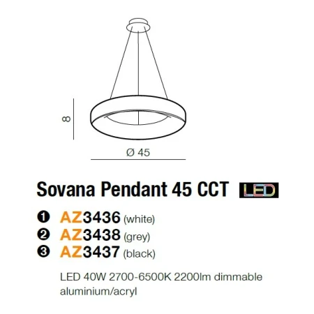 Azzardo Lampa sufitowa wisząca Sovana 45 CCT AZ3436